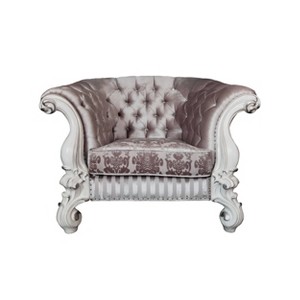 52" Versailles Accent Chair Ivory Fabric/Bone White Finish - Acme Furniture: Traditional Crescent Design, No Assembly Required - 1 of 4