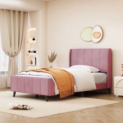 Velvet Upholstered Twin-Size Platform Bed for Comfort and Style