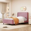 Velvet Upholstered Twin-Size Platform Bed for Comfort and Style - 3 of 4