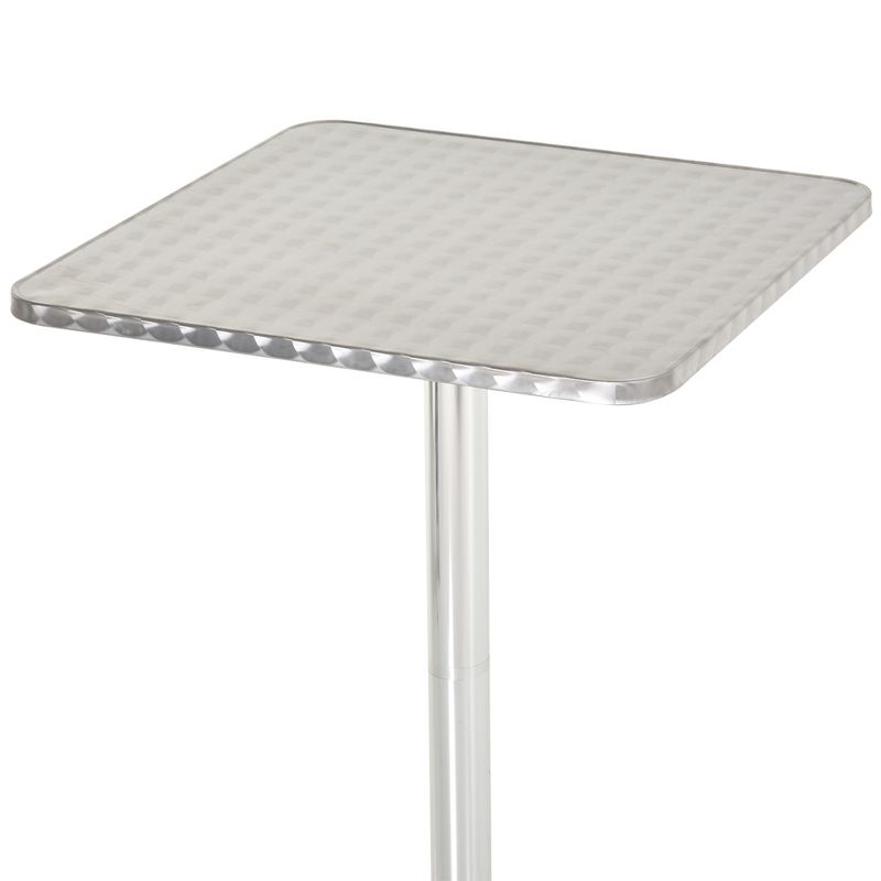 HOMCOM 24” Adjustable Square Stainless Steel Top Aluminum Standing Bistro Bar Table, 5 of 9