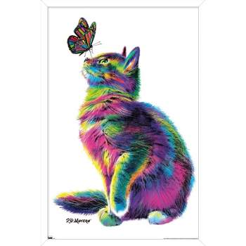 Trends International PD Moreno - Cat and Butterfly Framed Wall Poster Prints