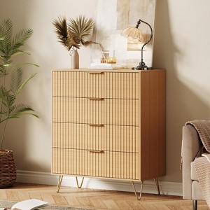 Coucheta 4-Drawer Fluted Dresser - Tall Wave Pattern Chest, Modern Multi-Functional Organizer for Bedroom Storage in Multiple Sizes & Finishes - 1 of 4