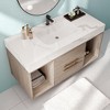 Mshliw 39.4 Inch Wall Mounted Bathroom Vanity with Ceramic Sink, Floating Vanity with White Slate Top and 2 Drawers - 2 of 4