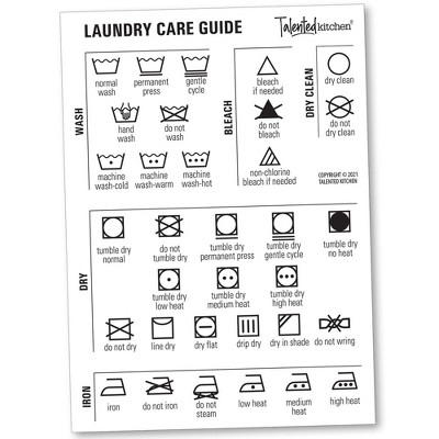 Talented Kitchen Magnetic Chart Laundry Symbols Guide - White Vinyl Laundry Care Guide Sign for Wash, Dry, and Iron (5x7 In)