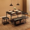 Dining Table with Benches - Kitchen Table Set for 4, Upholstered Bench and Square Stools, Metal and Wood Construction, Storage Included, Perfect for - 2 of 4