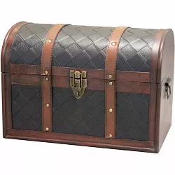 Vintiquewise Wooden Leather Treasure Chest