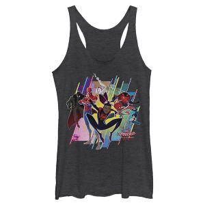 Women's Marvel Spider-Man: Into the Spider-Verse Rainbow Panels Racerback Tank Top - 1 of 3