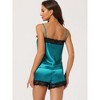 Allegra K Women's Satin Solid Lace Trim Cami Tops with Shorts Lounge Sleepwear Pajama Set - 3 of 4