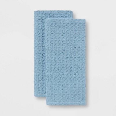 2pk Cotton Waffle Kitchen Towels Blue - Threshold™
