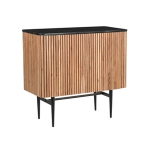 Treasure Trove Accents Easton 2 Door Cabinet Easton Natural/Black: Acacia Wood, Divided Storage, 32"H x 34"W - 1 of 4