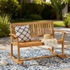 2-Person Acacia Wood Patio Rocking Loveseat with Armrests, Slatted Seat and Backrest, Outdoor Rocker Bench for Porch or Garden - 4 of 4