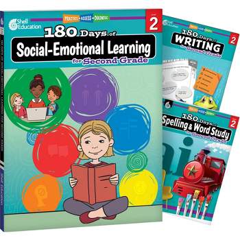 Shell Education 180 Days Social-Emotional Learning, Writing, & Spelling Grade 2: 3-Book Set