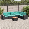 vidaXL 8 Piece Patio Sofa Set with Cushions Black and Blue Poly Rattan - 2 of 4