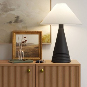 Ceramic Table Lamp with Tapered Shade Black (Includes LED Light Bulb) - Threshold™: Polyresin Base, No Assembly, UL Listed - 1 of 4