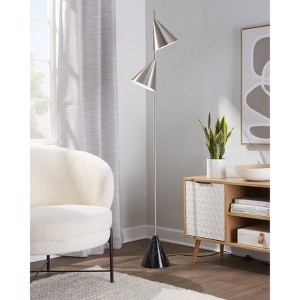 LumiSource Cone 65" Floor Lamp: Dual Cone Shades, Faux Marble Base, UL Listed - 1 of 4