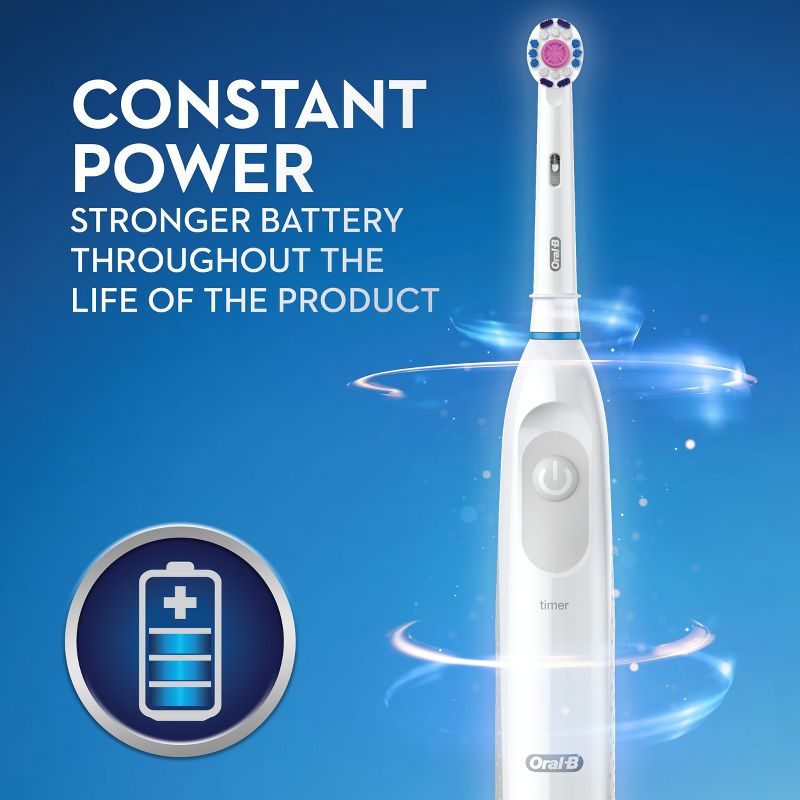 Oral-B Pro 100 3D White Brilliance Whitening Battery Toothbrush - White, 5 of 10