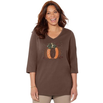 Catherines Women's Plus Size V-Neck Graphic Top