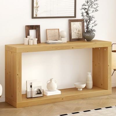 59" Entryway Console Table, 2 Tier Narrow Long Sofa Table, Modern Entryway Console Table, Behind Couch Table for Living Room Hallway Entrance