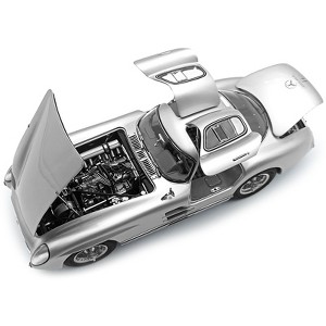 1955 Mercedes-Benz 300 SLR "Uhlenhaut Coupe" Silver with Red Interior 1/18 Diecast Model Car by CMC - 1 of 4