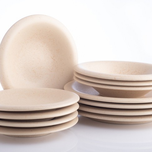 Stone Lain Aro 12-Piece Dinnerware Set Stoneware, Service for 4, Cream Matte