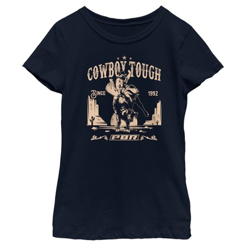 Girl's Professional Bull Riders Cowboy Tough T-shirt - Navy Blue ...