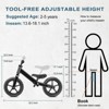Itopfox Toddler Balance Bike for 2-5 Year Olds, No Pedal Toy Bike with Tool-Free Adjustment, Includes Custom Plate & 3 Stickers Black - 3 of 4