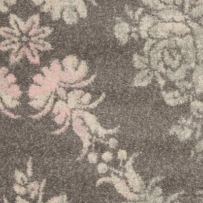 Elegant Floral Lattice Grey/Pink Synthetic Area Rug 5'3" x 7'3"