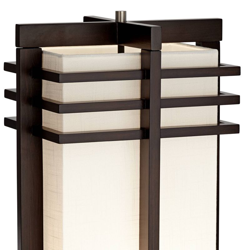 Possini Euro Design Modern Art Deco Floor Lamp Standing 60" Tall Espresso Wood Beige Linen Column Shade for Living Room Bedroom Office House Home, 3 of 10