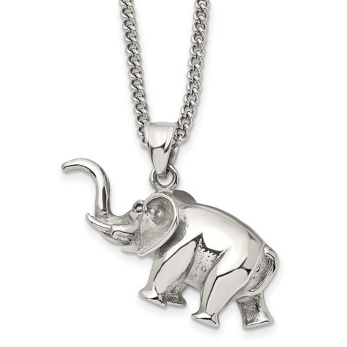 Black Bow Jewelry Stainless Steel Polished 3D Elephant Necklace, 24 Inch - image 1 of 4