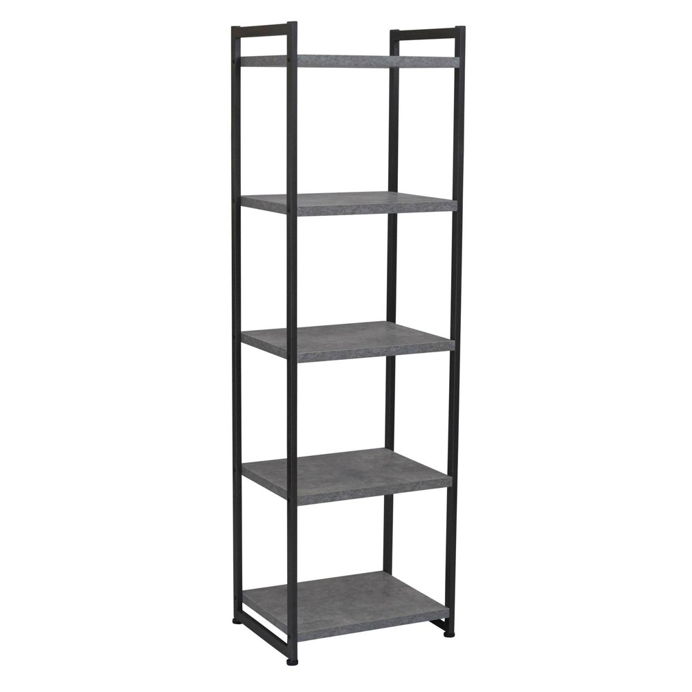 Photos - Garden & Outdoor Decoration Household Essentials 59.1" Jamestown Narrow 5 Shelf Bookshelf Slate Gray: Metal Frame, Adult Assembly Required