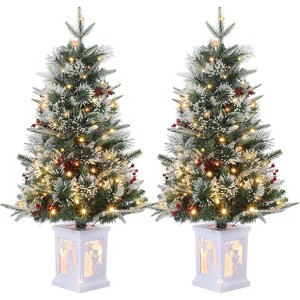 3FT Pre-lit Artificial Small Christmas Tree with Lighting Base - 1 of 4