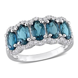 EVERLY JEWELRY | Sterling Silver 2 7/8 CT TGW London Blue Topaz White Topaz Fashion Ring - 1 of 4