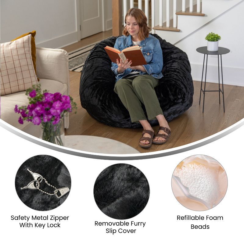 Emma and Oliver Oversized Bean Bag Chair for Kids and Adults, 4 of 9