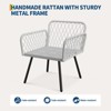 Garnee 3 Pieces Patio Bistro Set, Outdoor Wicker Set with Coffee Table, All-Weather Rattan Balcony Furniture for 3 with Table & Cushions - 3 of 4