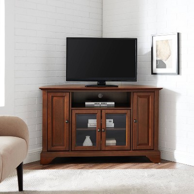 Vintage Mahogany Corner TV Stand with Glass Doors
