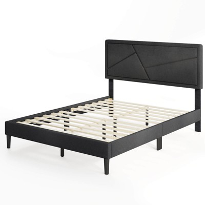 Safstar Full Size Bed Frame w/ High Headboard & Wooden Slats No Box Spring Needed