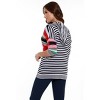 Women's Striped 3/4 Zip Hooded Cardigan - ANGEL - 3 of 4