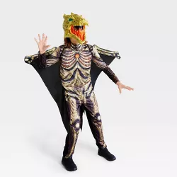 Kids' Light Up and Sound Skeletal Dragon Halloween Costume Jumpsuit with Mask and Wings - Hyde & EEK! Boutique™