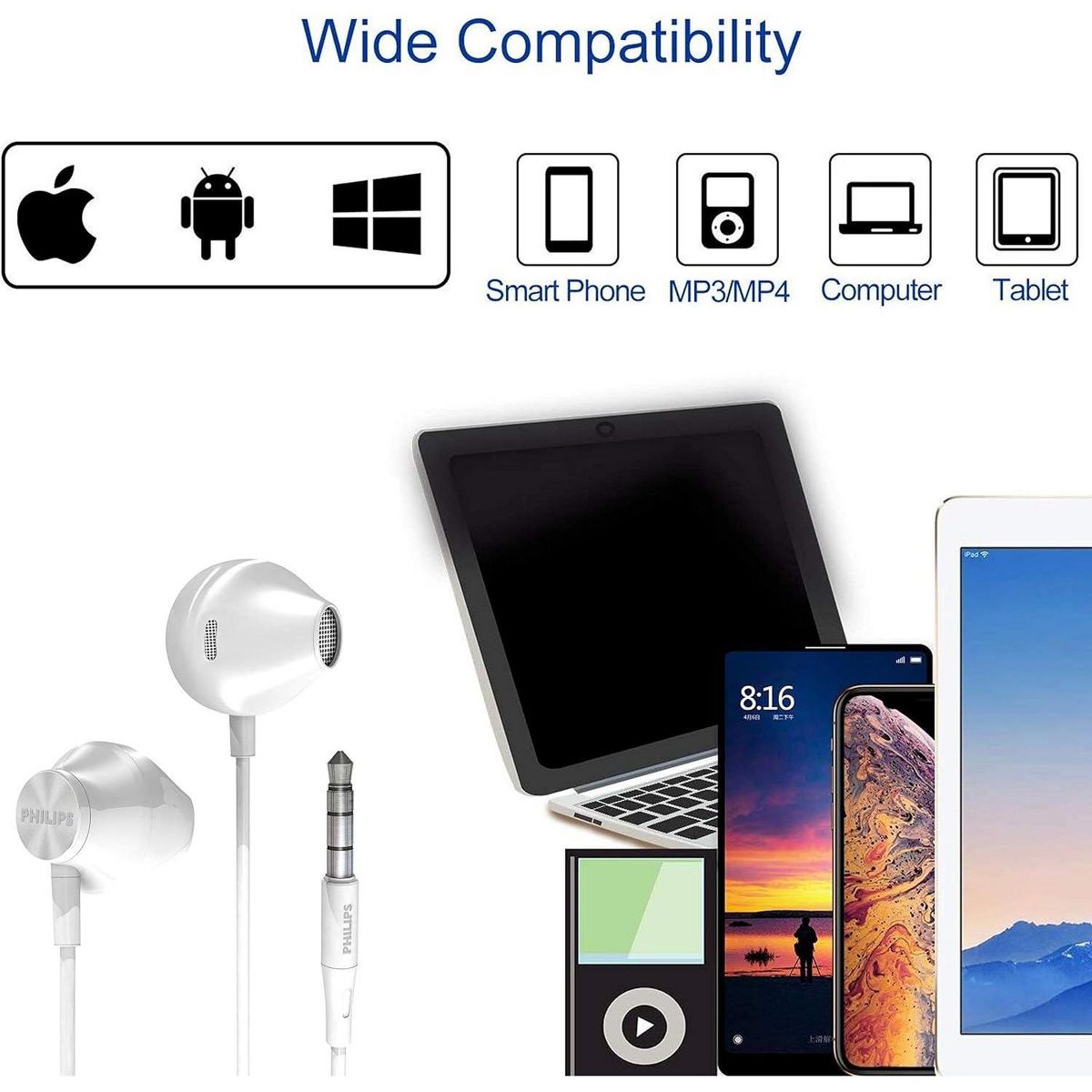 PHILIPS Wired Earbuds with  In-Line Microphone, In-Ear Stereo Earphones 3.5mm Jack - thumbnail 10