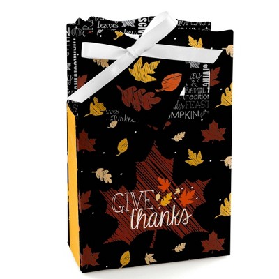 Big Dot of Happiness Give Thanks - Thanksgiving Party Favor Boxes - Set of 12