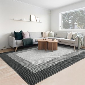 Large 9x12 Living Room Rug Washable Rug Modern Bordered Accent Carpet Stain Resistant Easy Cleaning Carpet - 1 of 4