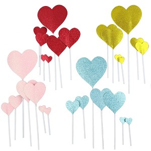 O'Creme Assorted-Glittered/Textured-Color-Paper-Hearts Cake-Topper Set, Total 28 Pieces - 1 of 1