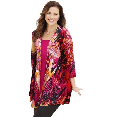 Catherines Women's Plus Size Cardigan And Tank One Piece Top
