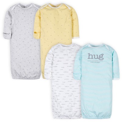 Gerber Baby Boys' Gowns - Words - Preemie - 4-Pack