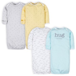 Gerber Baby Boys' Gowns - Words - Preemie - 4-Pack - 1 of 4