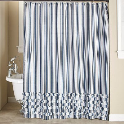 Lakeside Striped Farmhouse Bathroom Shower Curtain - Country Restroom Accent