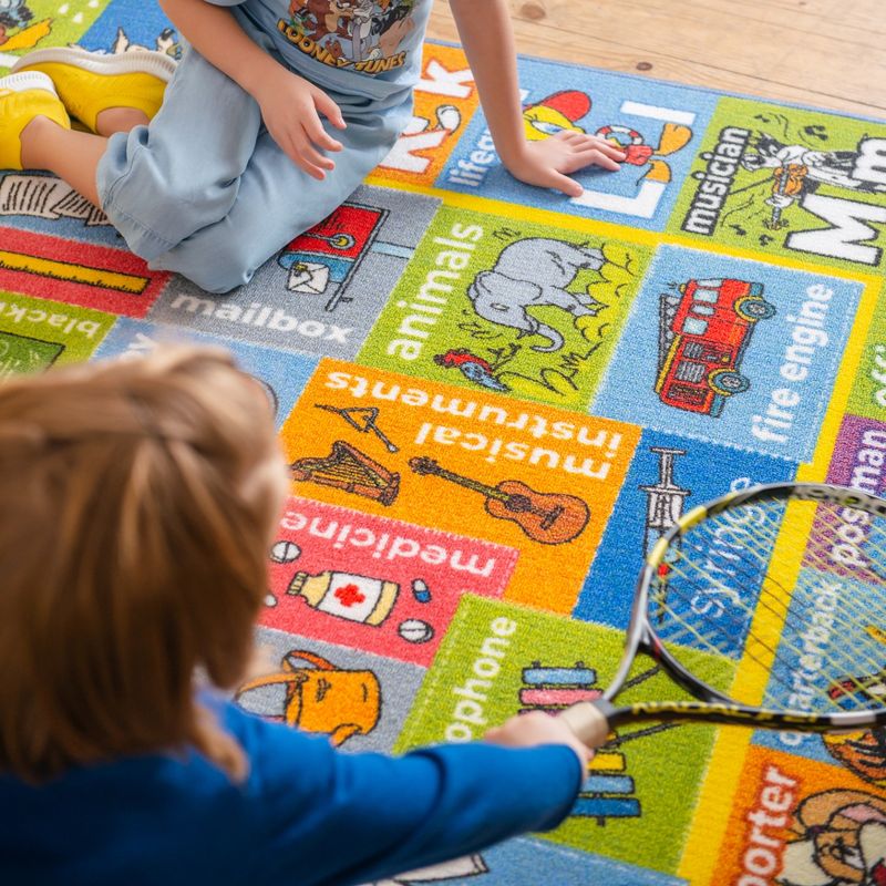 KC CUBS | Looney Tunes Boy & Girl Kids ABC Alphabet, Jobs & Objects Educational Learning & Play Nursery Bedroom Classroom Rug Carpet, 5 of 11