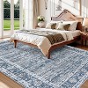 Area Rug Vintage Style Machine Washable Rug Vintage Distressed Area Rug Carpet Retro Boho Medallion Accent Rug Stain Resistant Non-Slip Foldable - 2 of 4