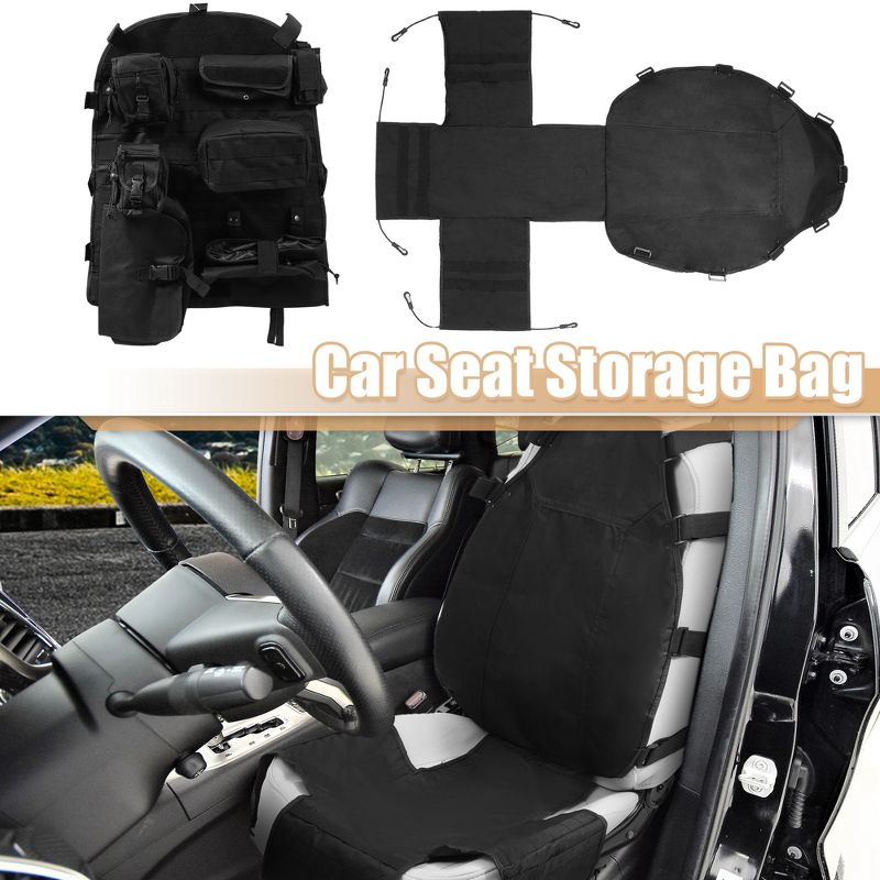 Unique Bargains Multi-Pocket Seat Back Organizer Storage Bag Hanger Bag for Jeep Polyester Black, 2 of 7