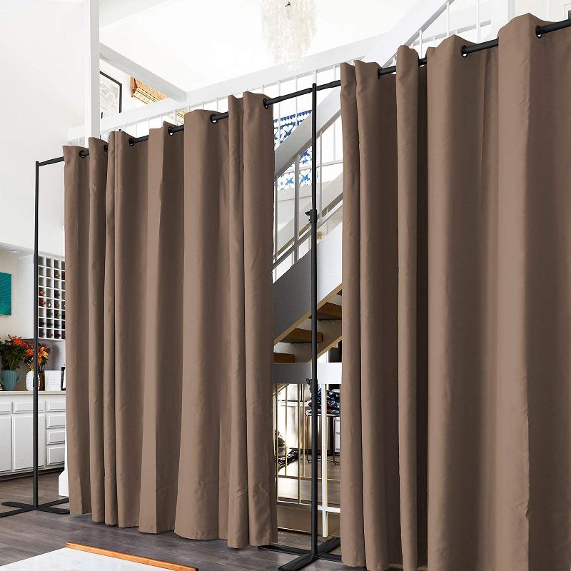 RoomDividersNow Polyester Curtain 8ft Tall x 10ft Wide, Mocha, 6 of 52